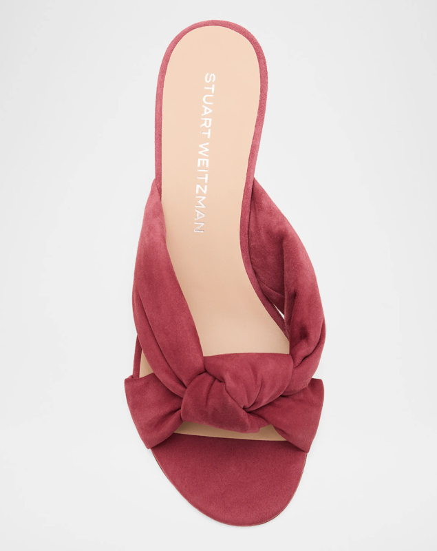 Stuart Weitzman 50mm Soplaya Suede Mule Sandals Dusty Berry
