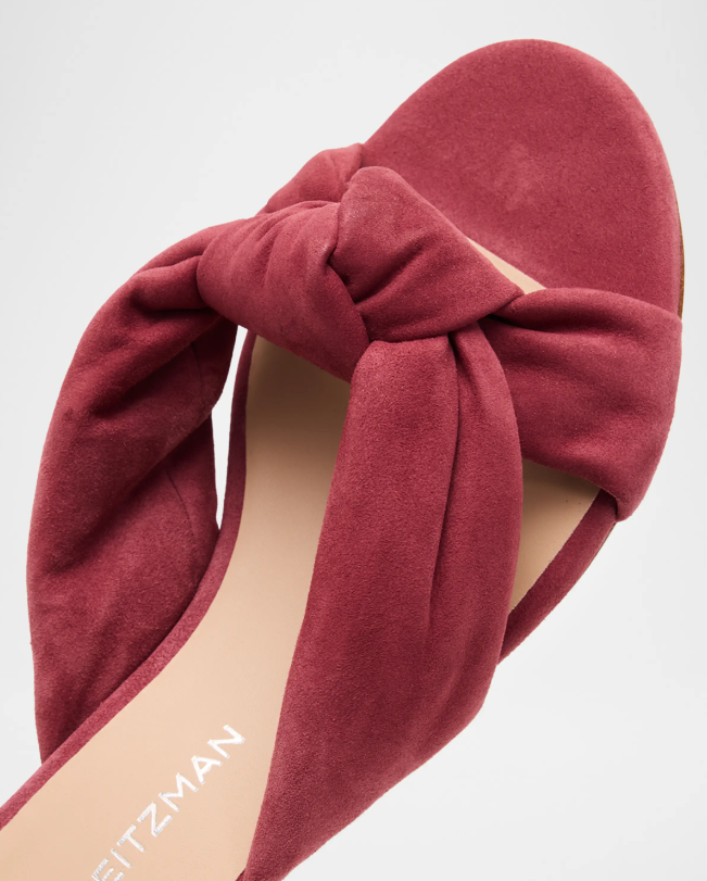 Stuart Weitzman 50mm Soplaya Suede Mule Sandals Dusty Berry