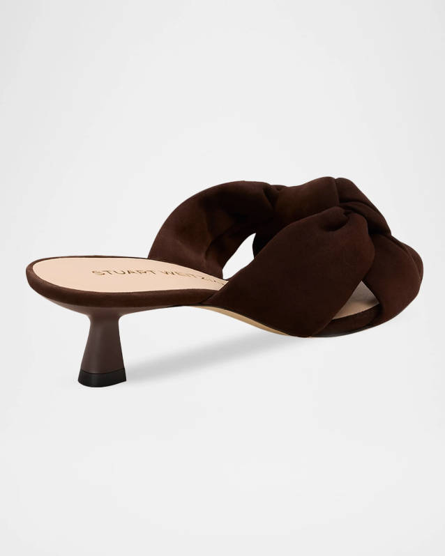 Stuart Weitzman 50mm Soplaya Suede Mule Sandals Walnut