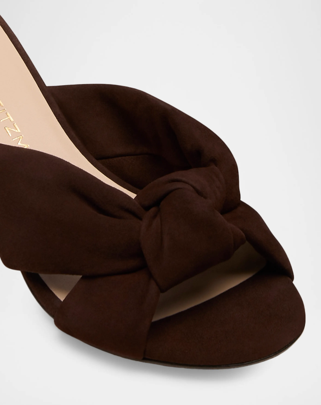 Stuart Weitzman 50mm Soplaya Suede Mule Sandals Walnut