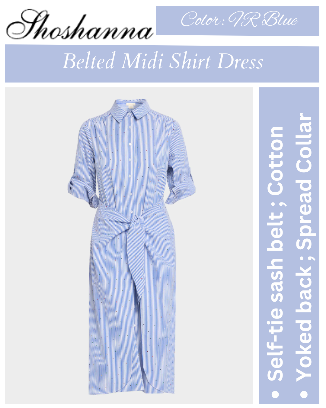 Shoshanna Striped Belted Midi Shirtdress