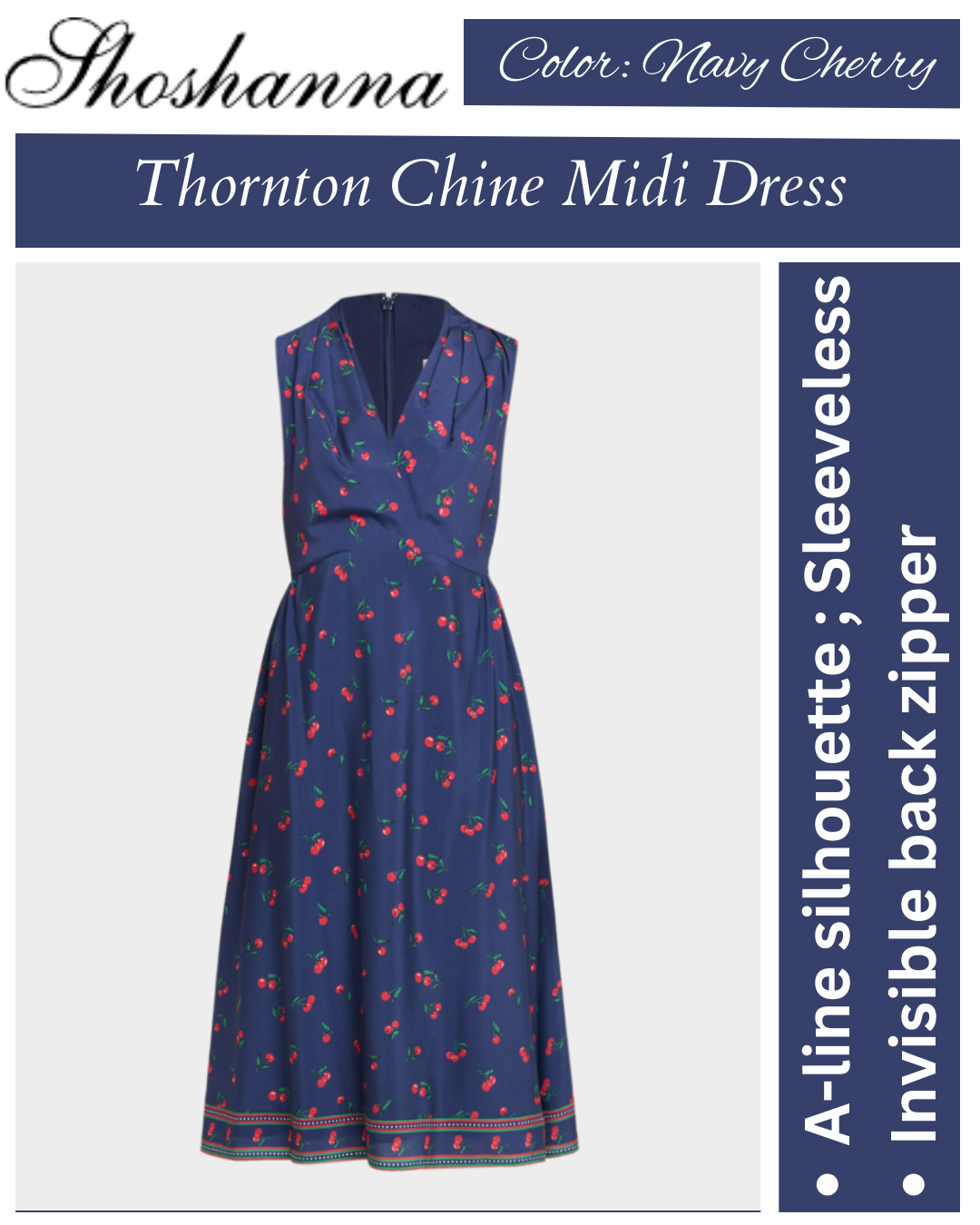 Shoshanna Thorton Cherry-Print Crepe De Chine Midi Dress