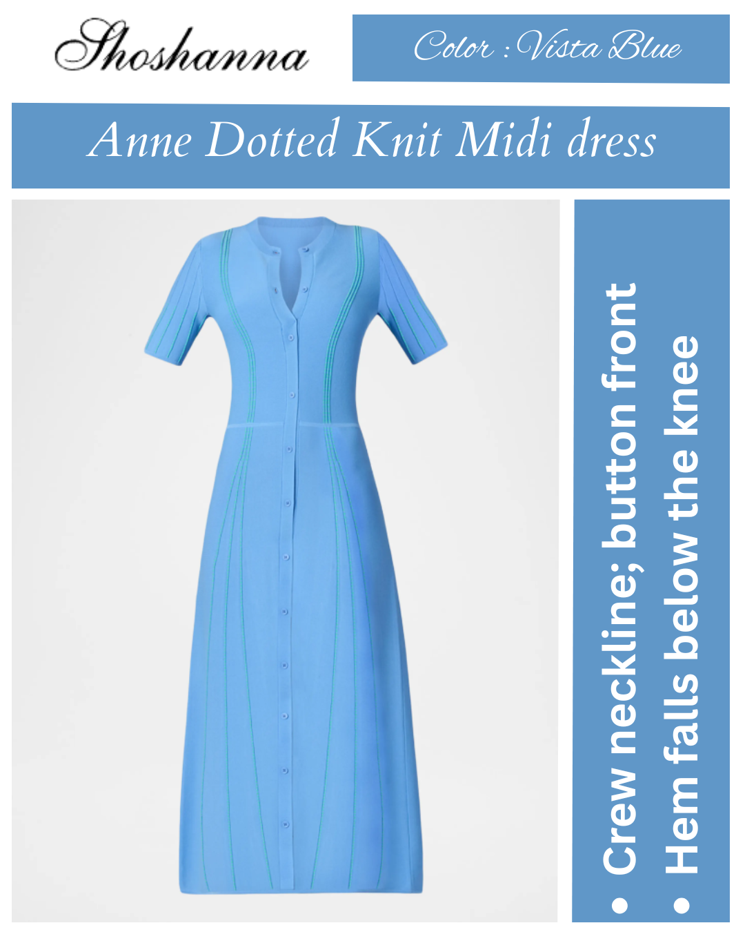 Shoshanna Anne Dotted Button-Down Knit Midi dress