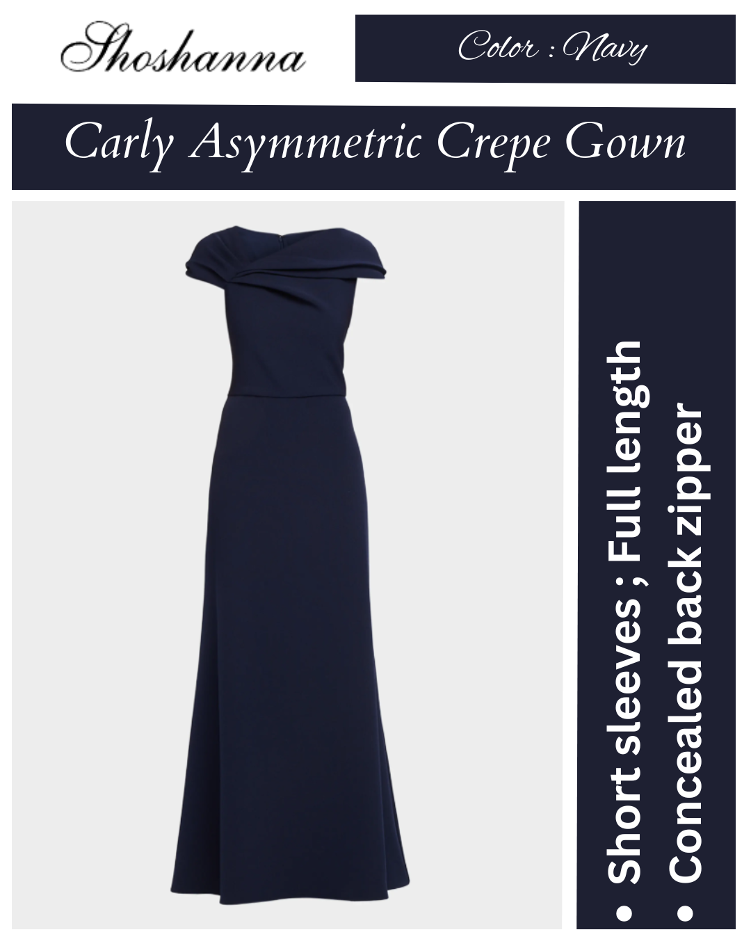 Shoshanna Carly Asymmetric Stretch Crepe Gown