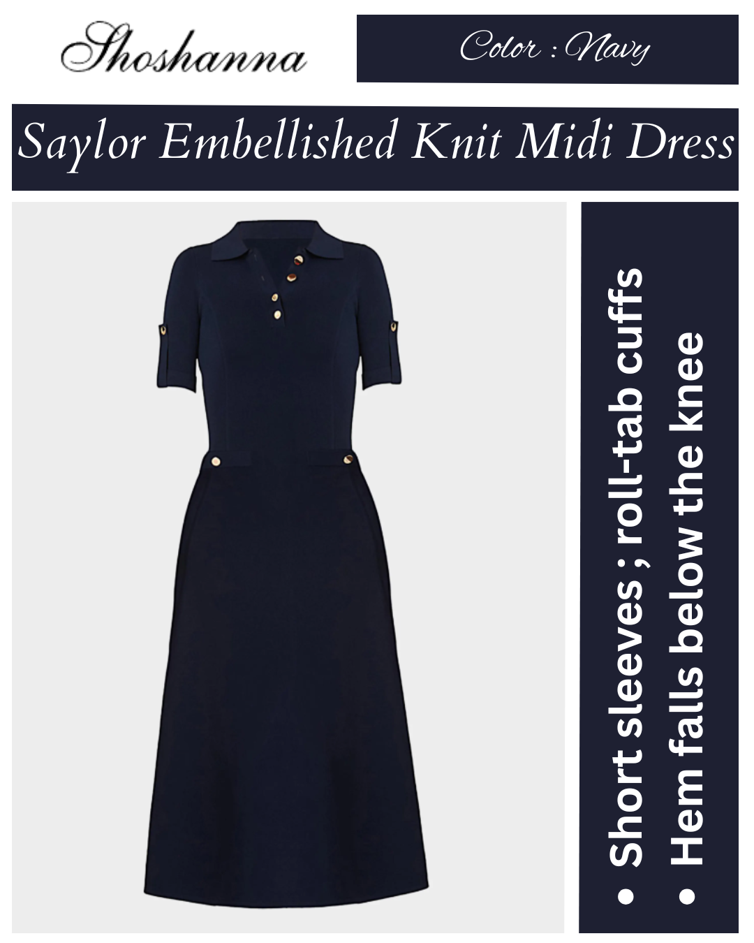 Shoshanna Saylor Button-Embellished Knit Midi Dress