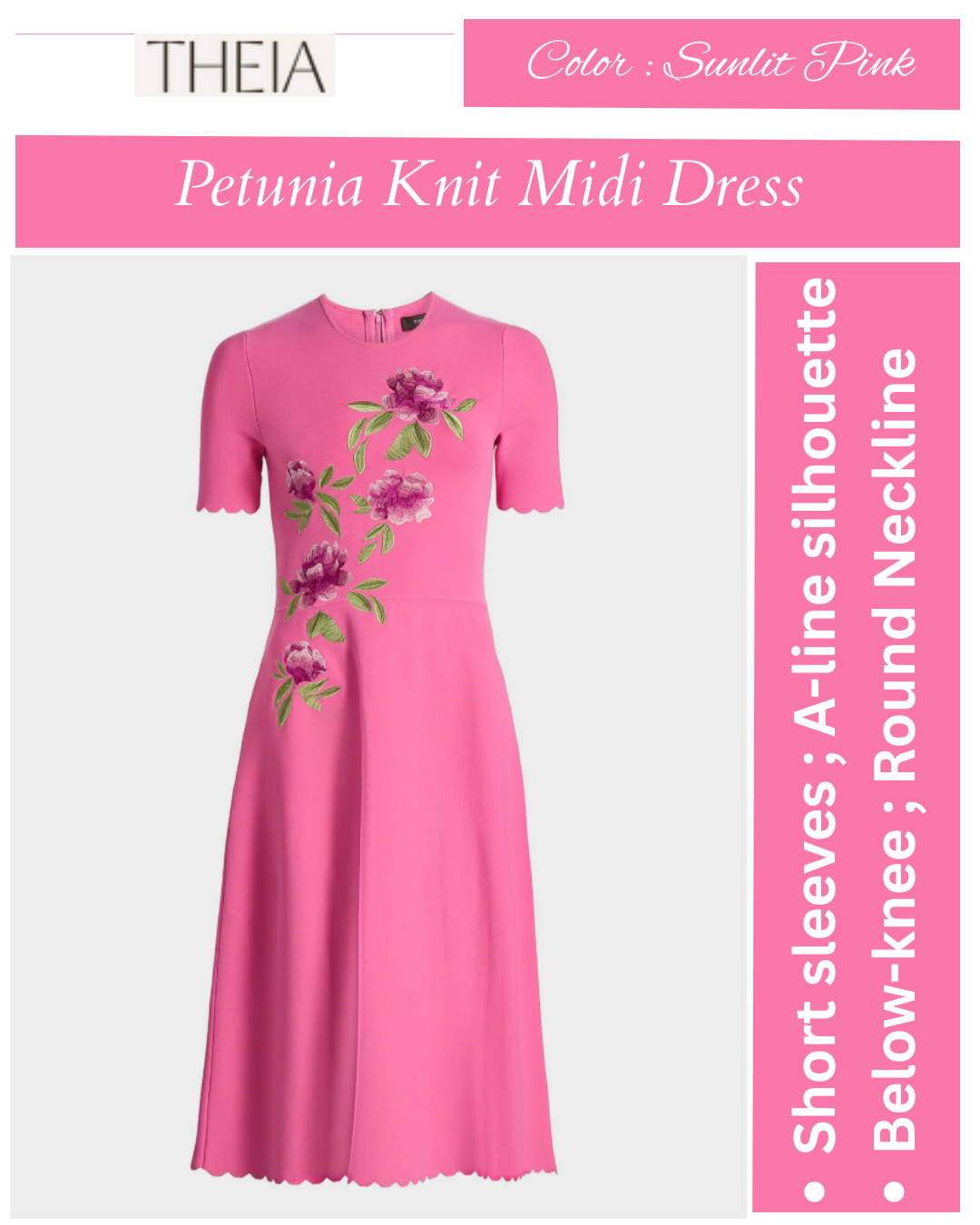 Theia Vada Petunia Knit Midi Dress
