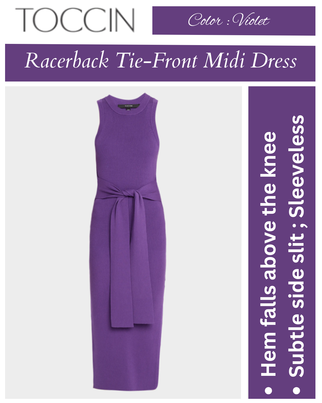 Toccin Piper Racerback Tie-Front Midi Dress