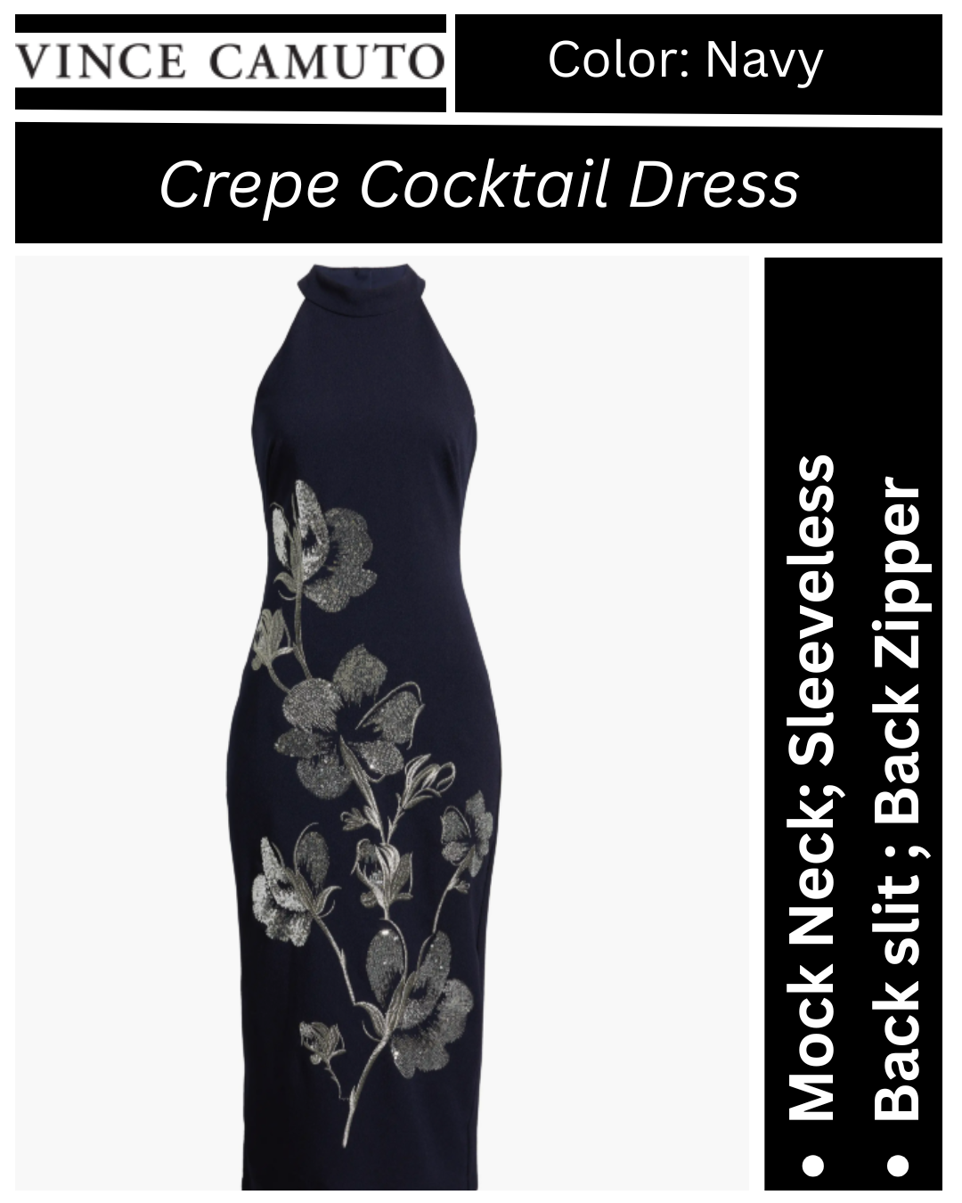 Vince Camuto Sequin Crepe Cocktail Dress