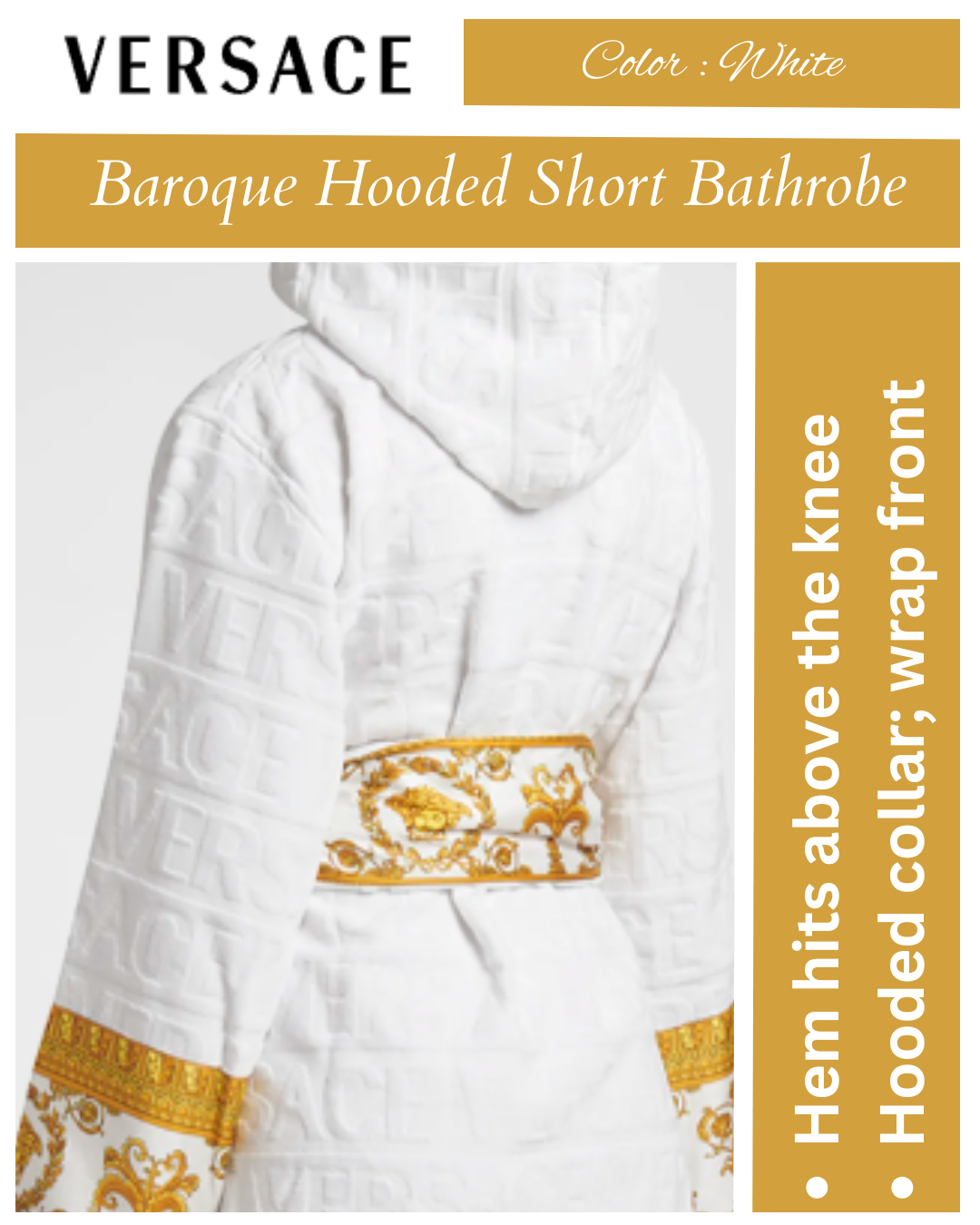 Versace I Heart Baroque Hooded Short Bathrobe