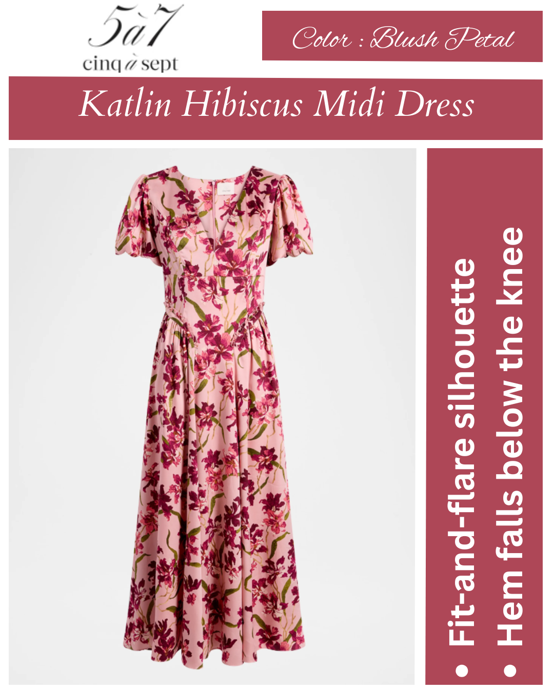 Cinq a Sept Katlin Trailing Hibiscus Midi Dress