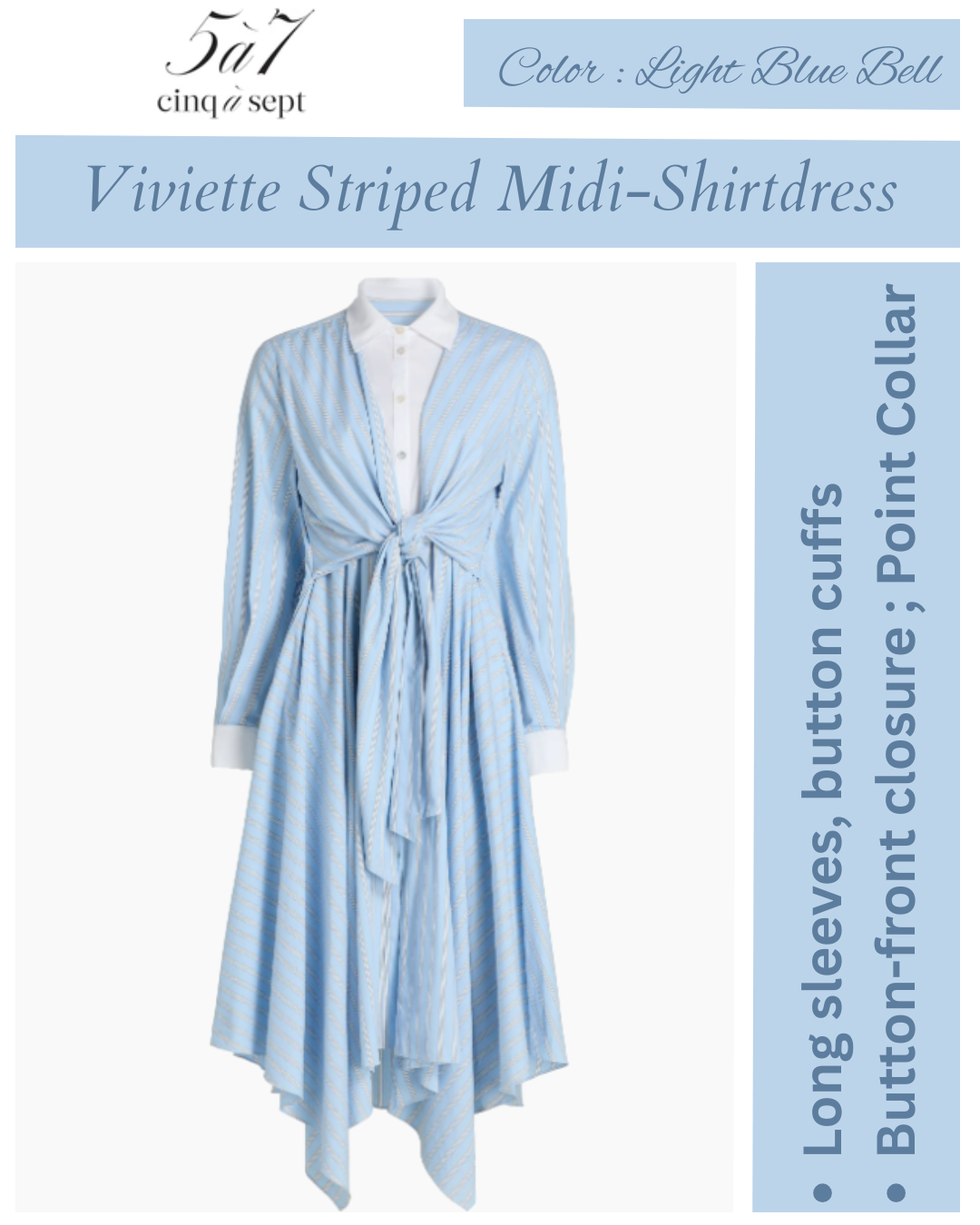 Cinq à Sept Evie Viviette Striped Midi-Shirtdress